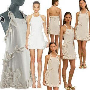 🆕 CULT GAIA 🧿 NWOT Elliana Calla Lily Floral Appliqué Mini, Off White - Sz 10